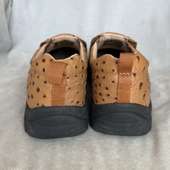 Roper Leather Performance Sport Slip On Shoes Mens Size 11 Tan Ostrich Embossed